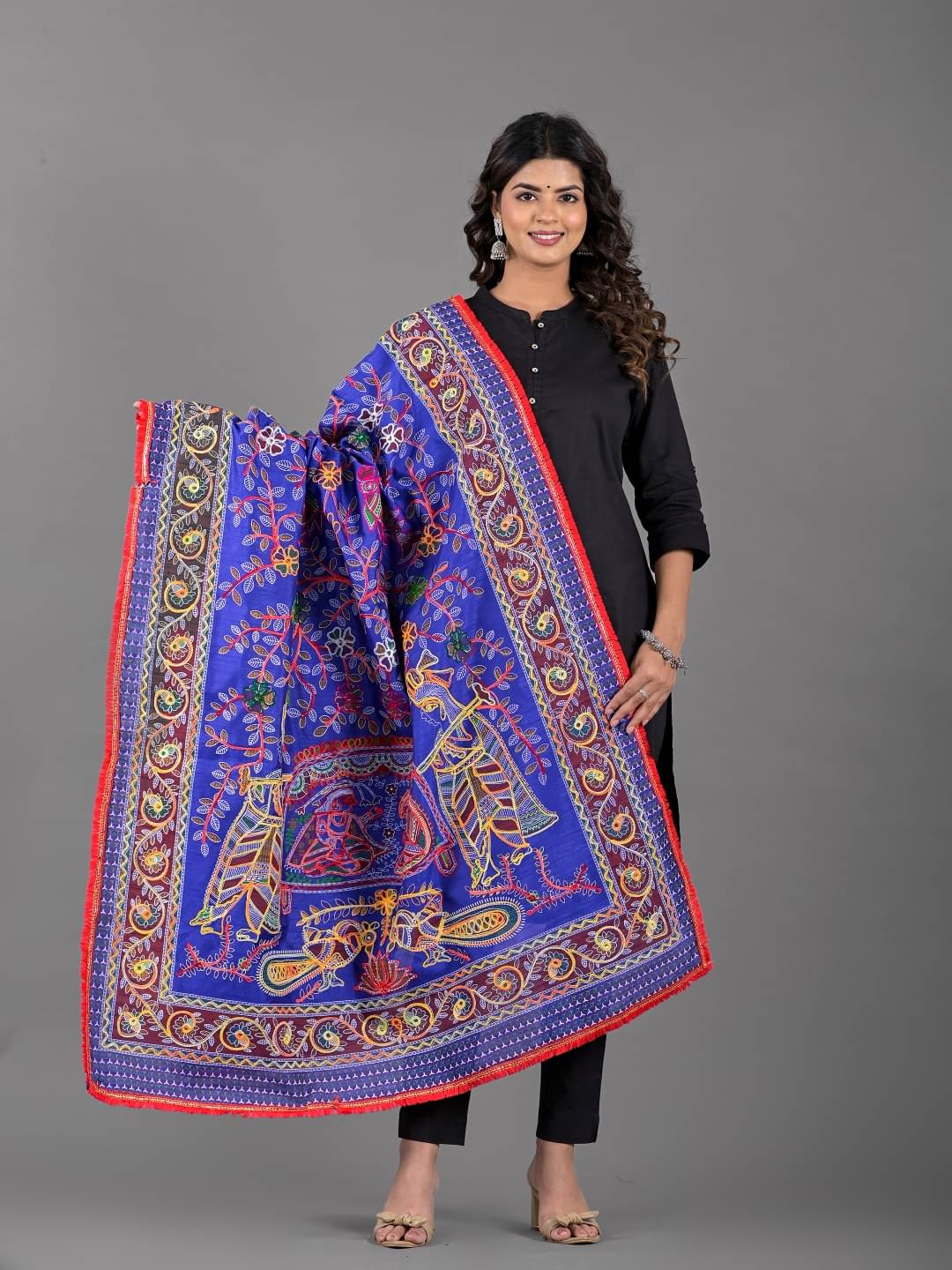     			Apratim Blue Cotton Women's Dupatta - ( Pack of 1 )