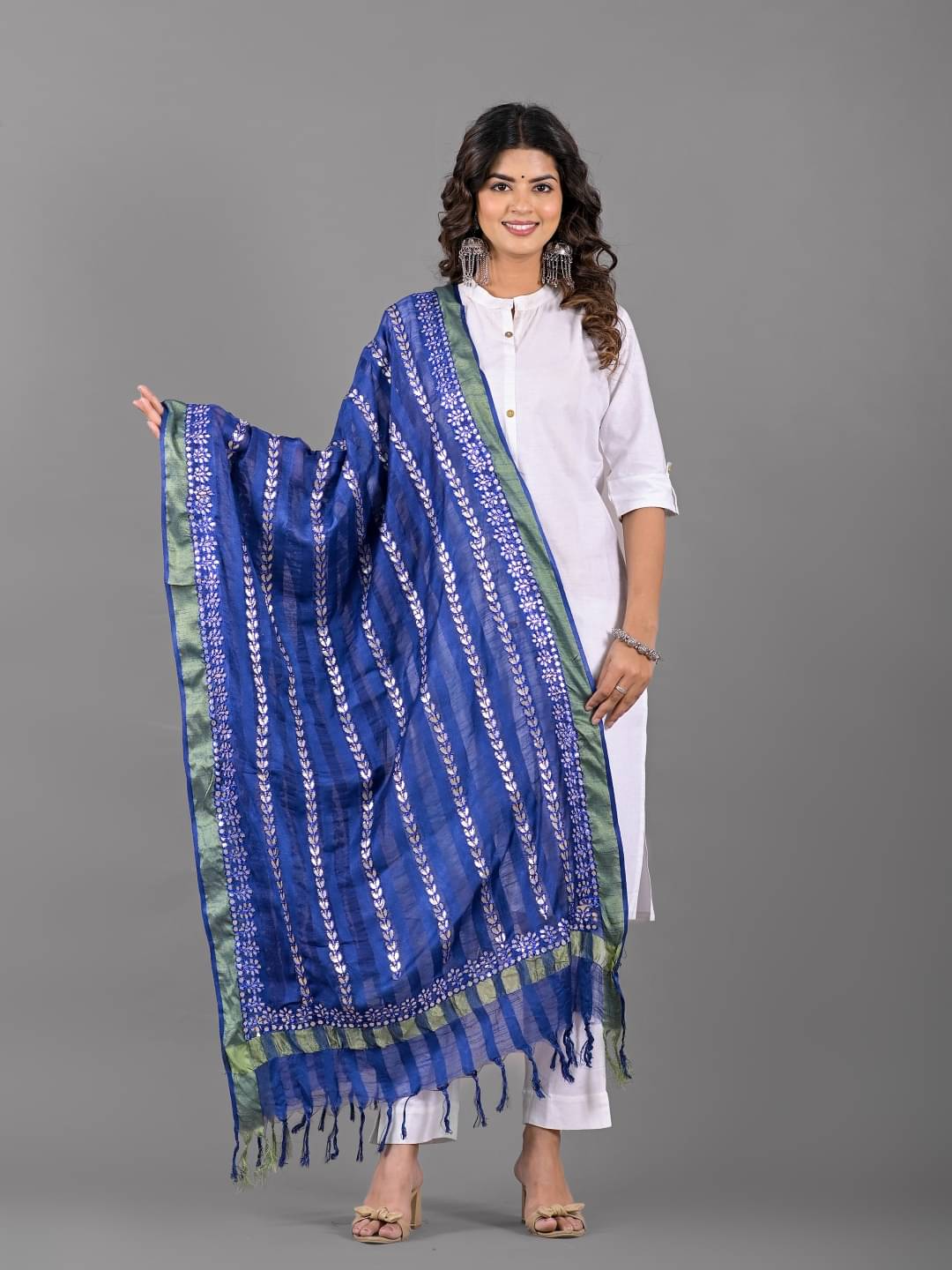     			Apratim Blue Cotton Women's Dupatta - ( Pack of 1 )