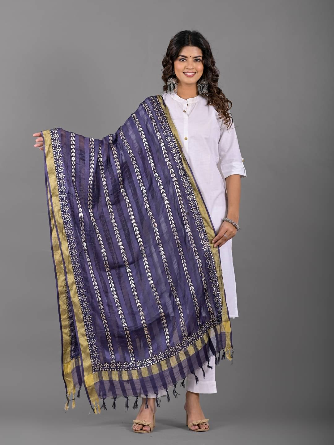     			Apratim Blue Cotton Women's Dupatta - ( Pack of 1 )