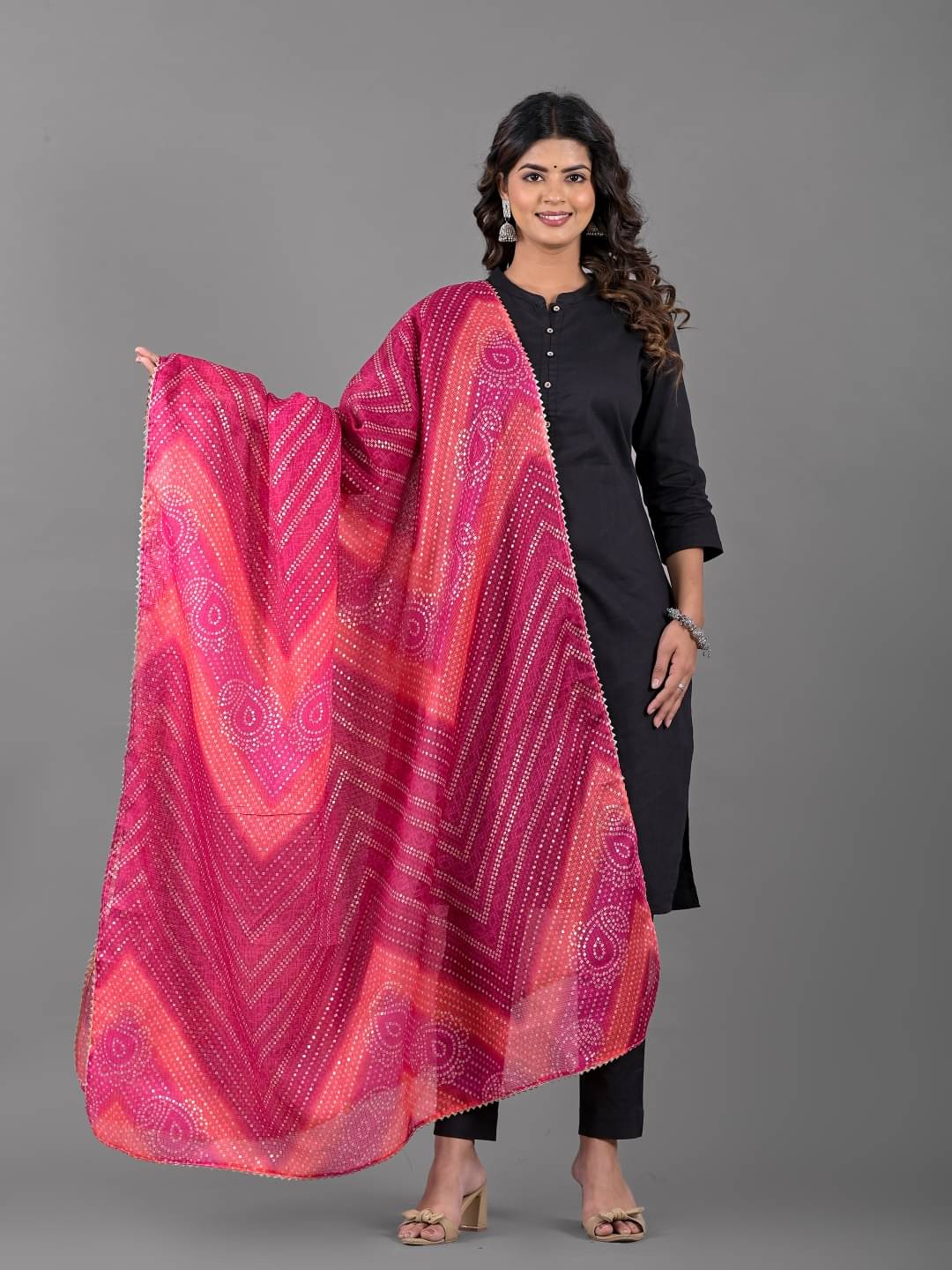     			Apratim Pink Cotton Blend Women's Dupatta - ( Pack of 1 )