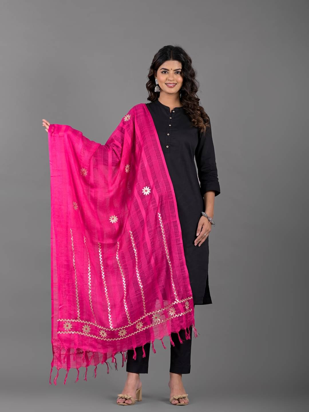     			Apratim Pink Cotton Women's Dupatta - ( Pack of 1 )