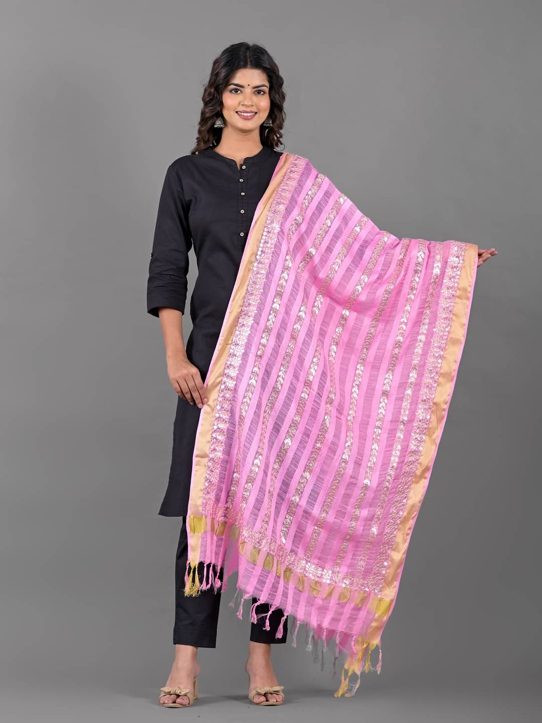     			Apratim Pink Cotton Women's Dupatta - ( Pack of 1 )