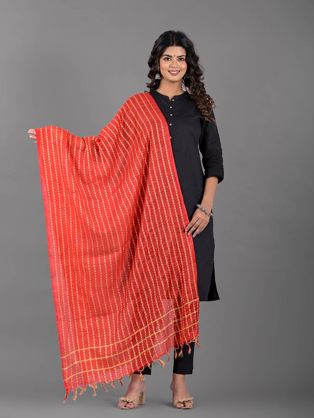     			Apratim Red Cotton Women's Dupatta - ( Pack of 1 )