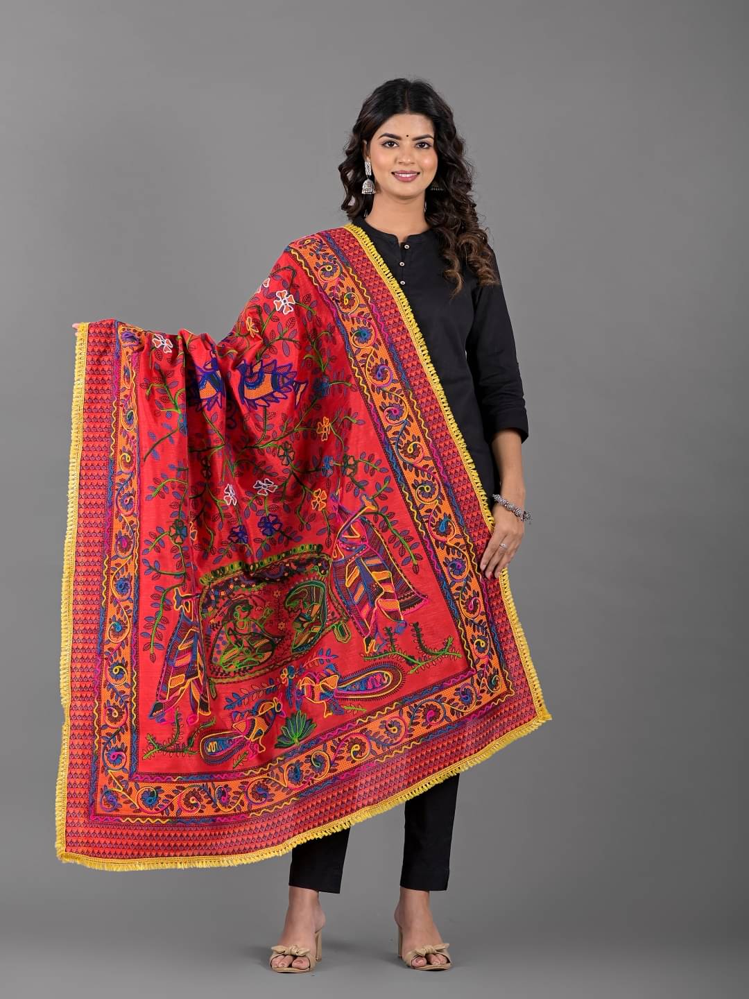 Apratim Red Cotton Women's Dupatta - ( Pack of 1 )     			Apratim Red Cotton Women's Dupatta - ( Pack of 1 )