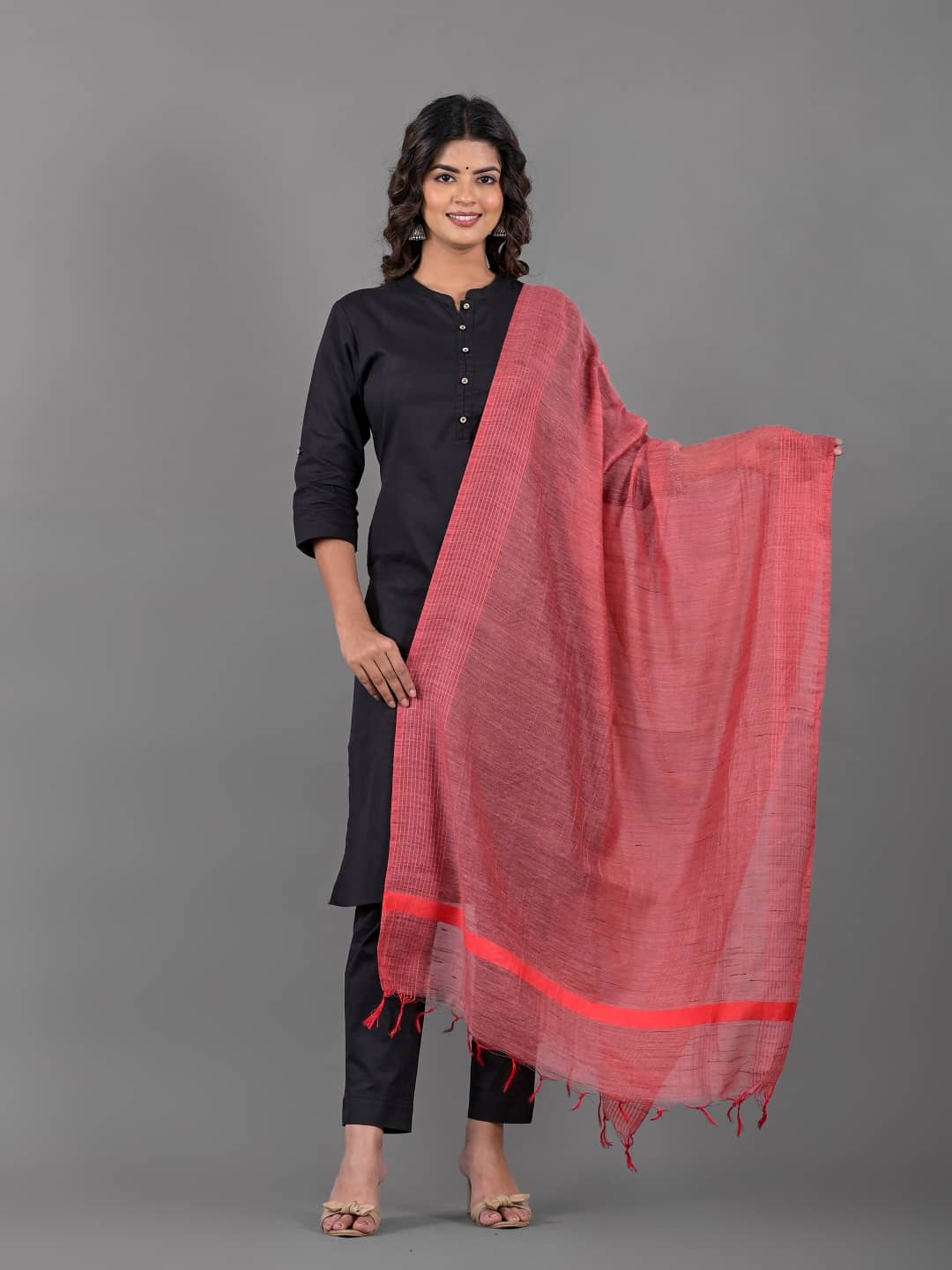 Apratim Red Cotton Women's Dupatta - ( Pack of 1 ) - Dupattas & Shawls | Buy online on ZillyBuy