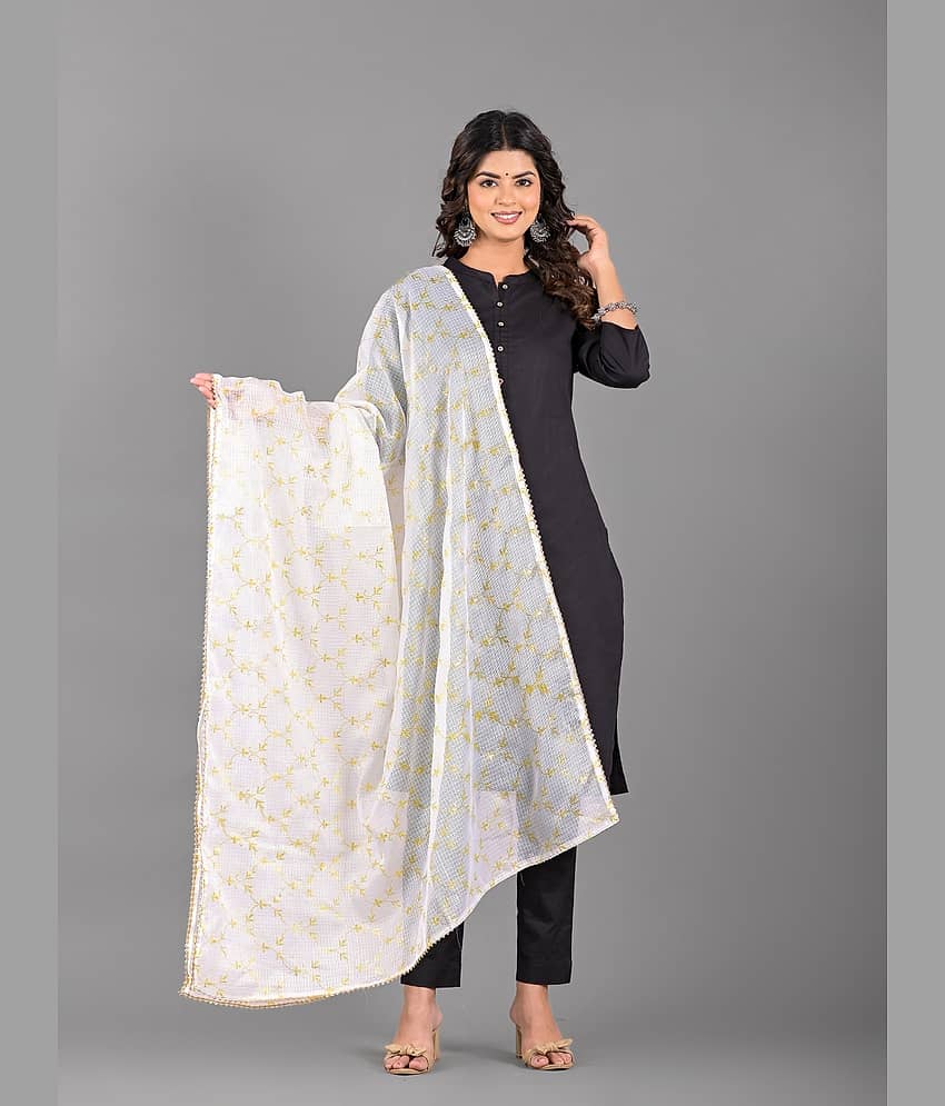Apratim White Cotton Blend Women's Dupatta - ( Pack of 1 ) - Dupattas & Shawls | Buy online on ZillyBuy