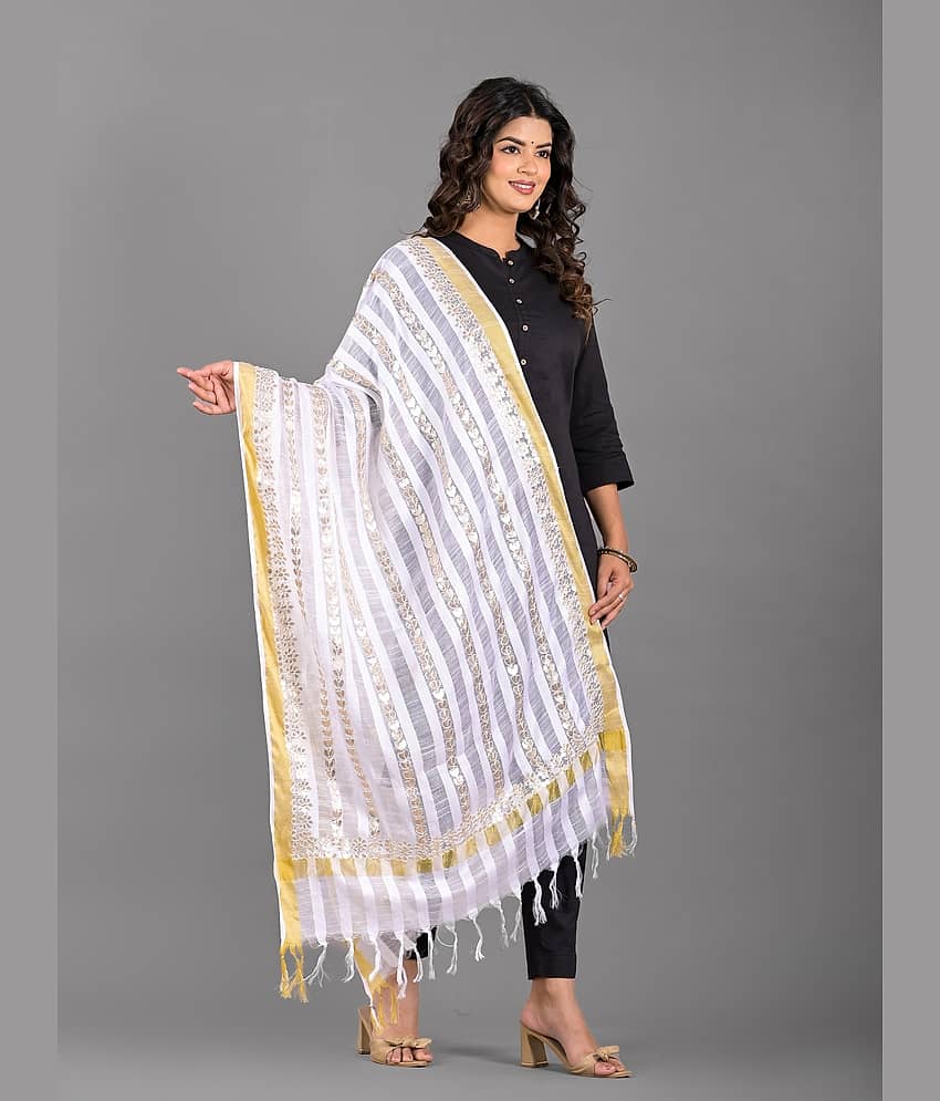 Apratim White Cotton Women's Dupatta - ( Pack of 1 ) - Dupattas & Shawls | Buy online on ZillyBuy