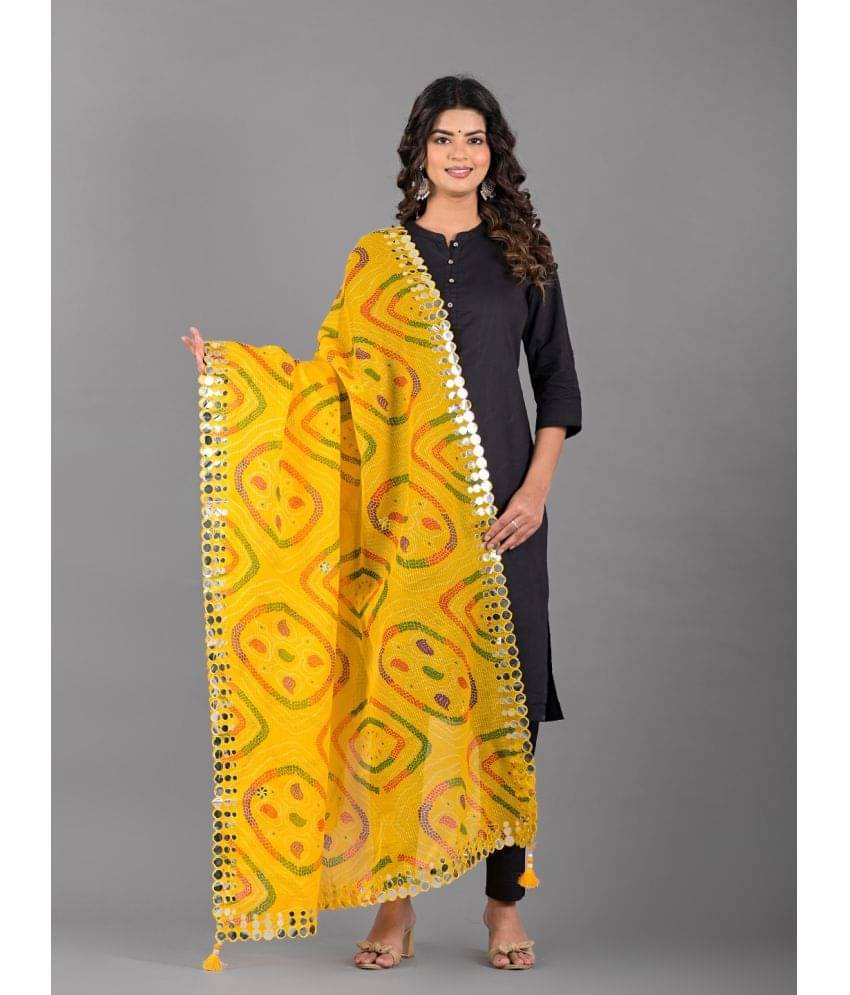     			Apratim Yellow Cotton Blend Women's Dupatta - ( Pack of 1 )