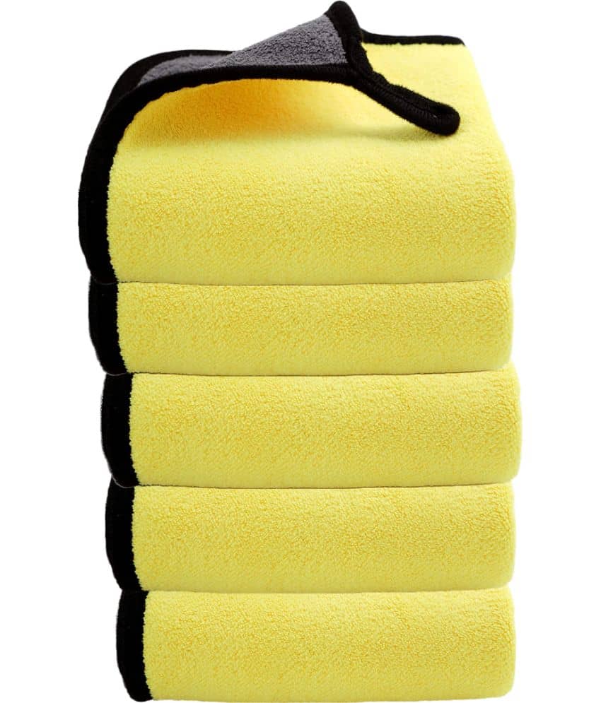 Auto Hub Yellow 800 GSM Microfiber Cloth For Automobile ( Pack of 5 )