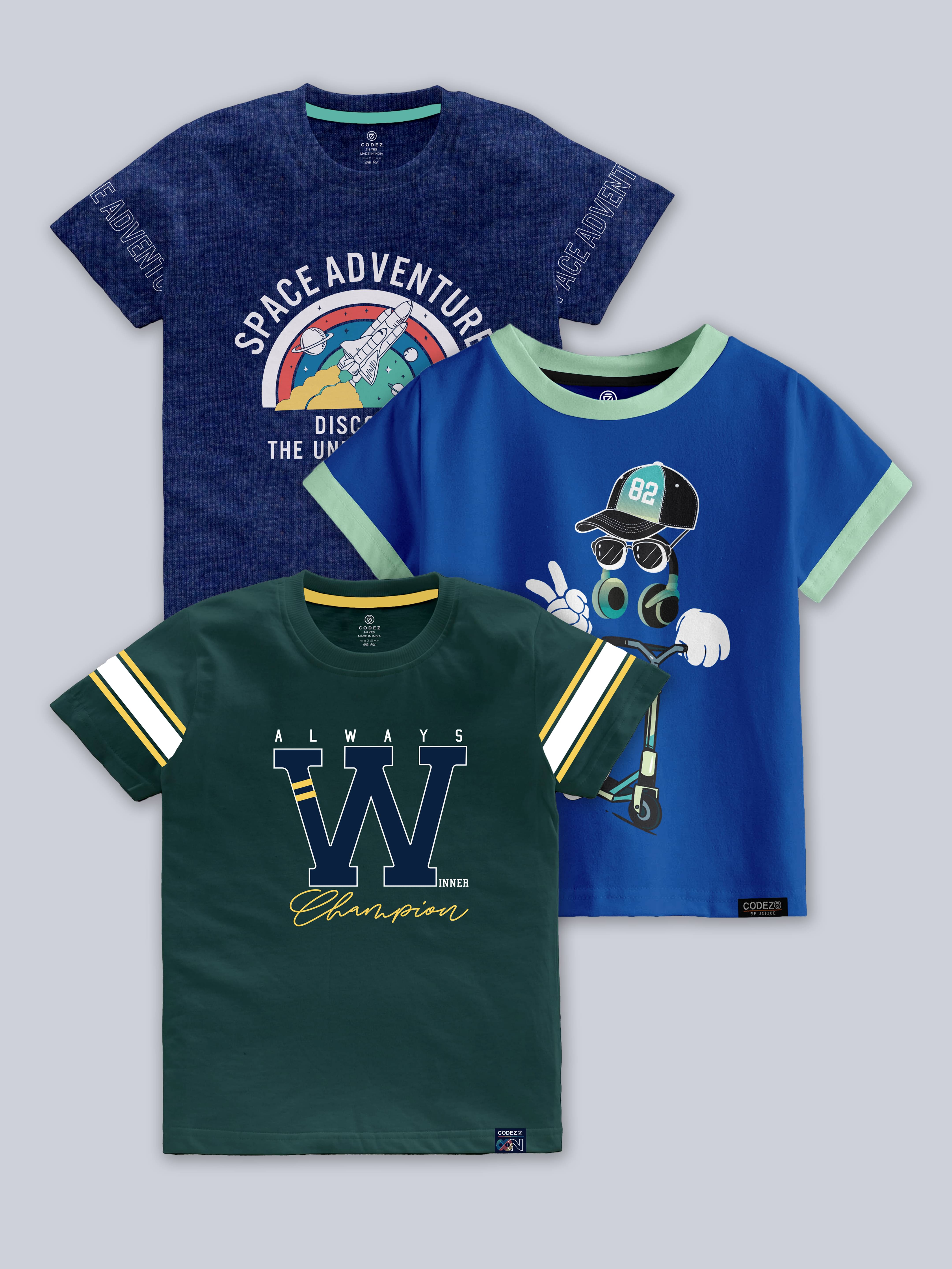     			CODEZ Pack of 3 Boys Cotton Blend T-Shirt ( Multicolor )
