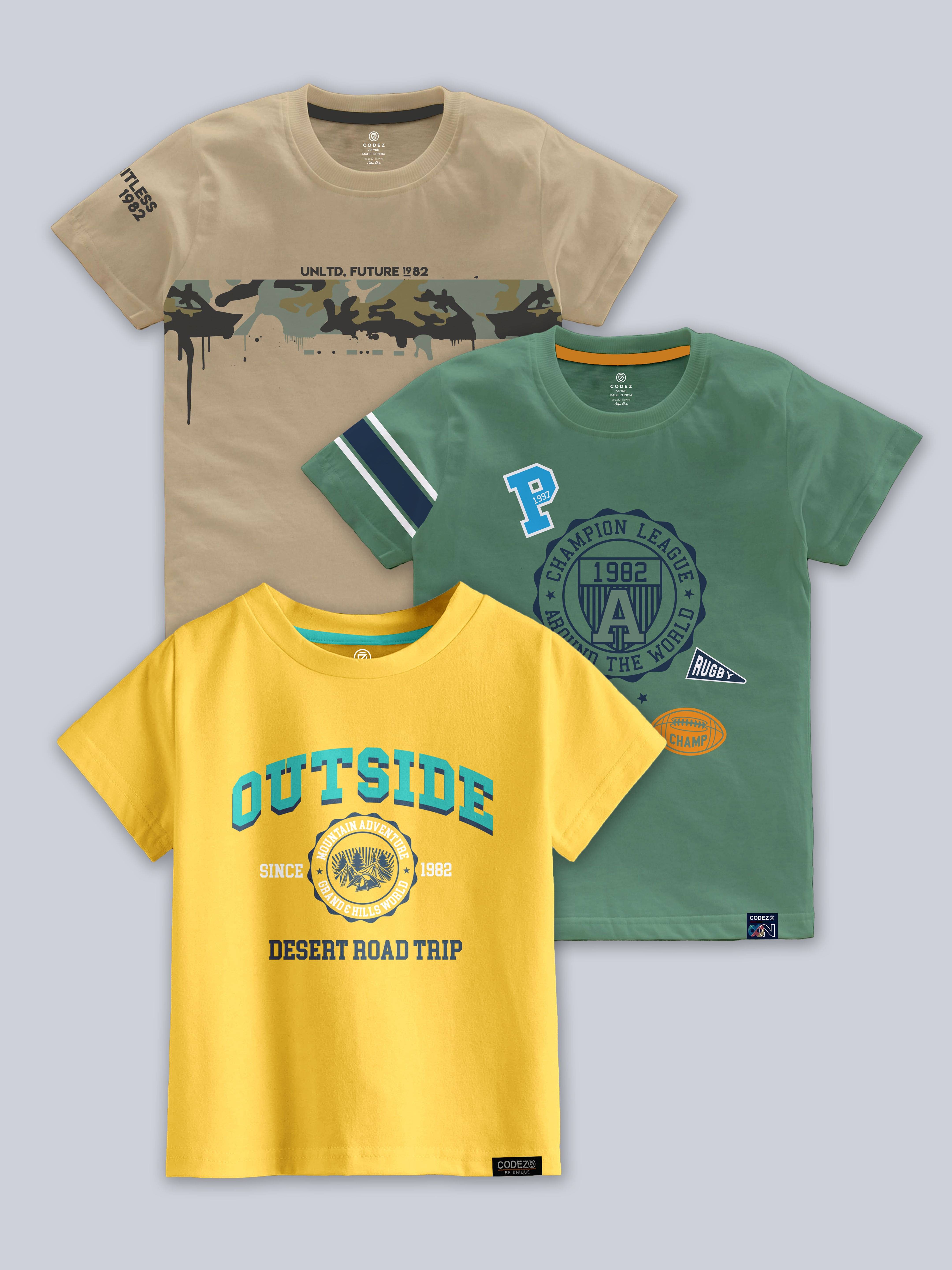    			CODEZ Pack of 3 Boys Cotton Blend T-Shirt ( Multicolor )