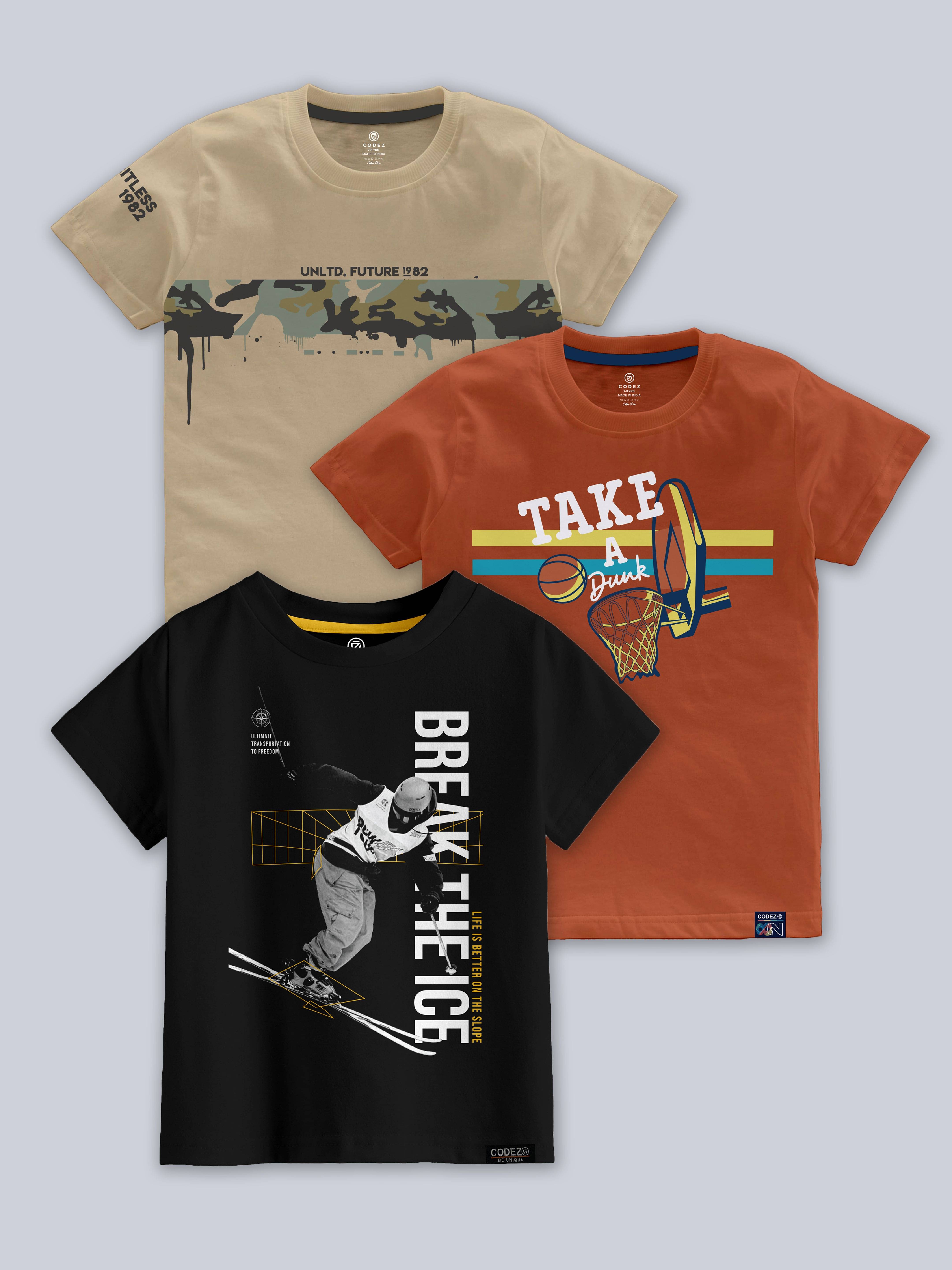     			CODEZ Pack of 3 Boys Cotton Blend T-Shirt ( Multicolor )