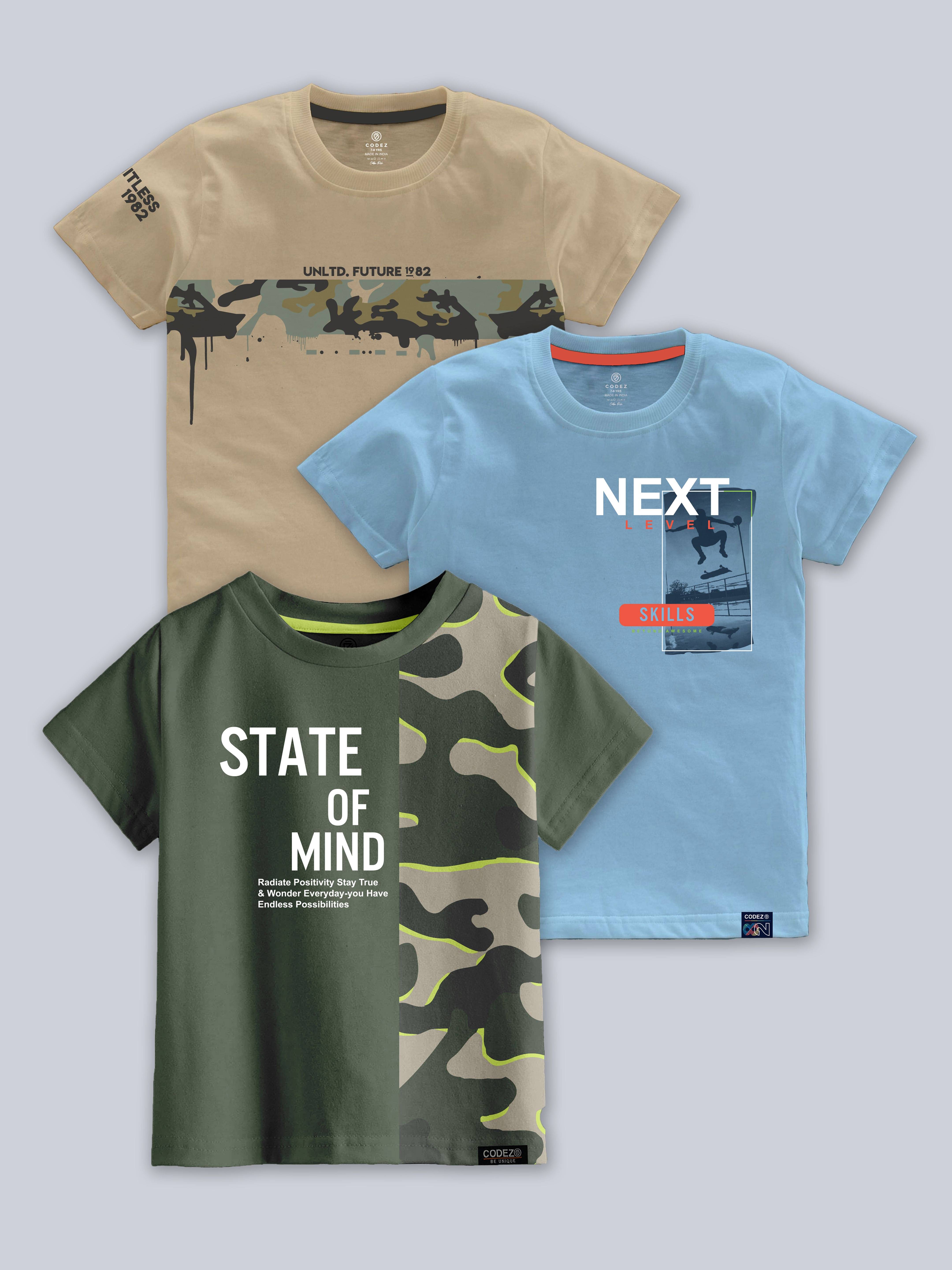     			CODEZ Pack of 3 Boys Cotton Blend T-Shirt ( Multicolor )