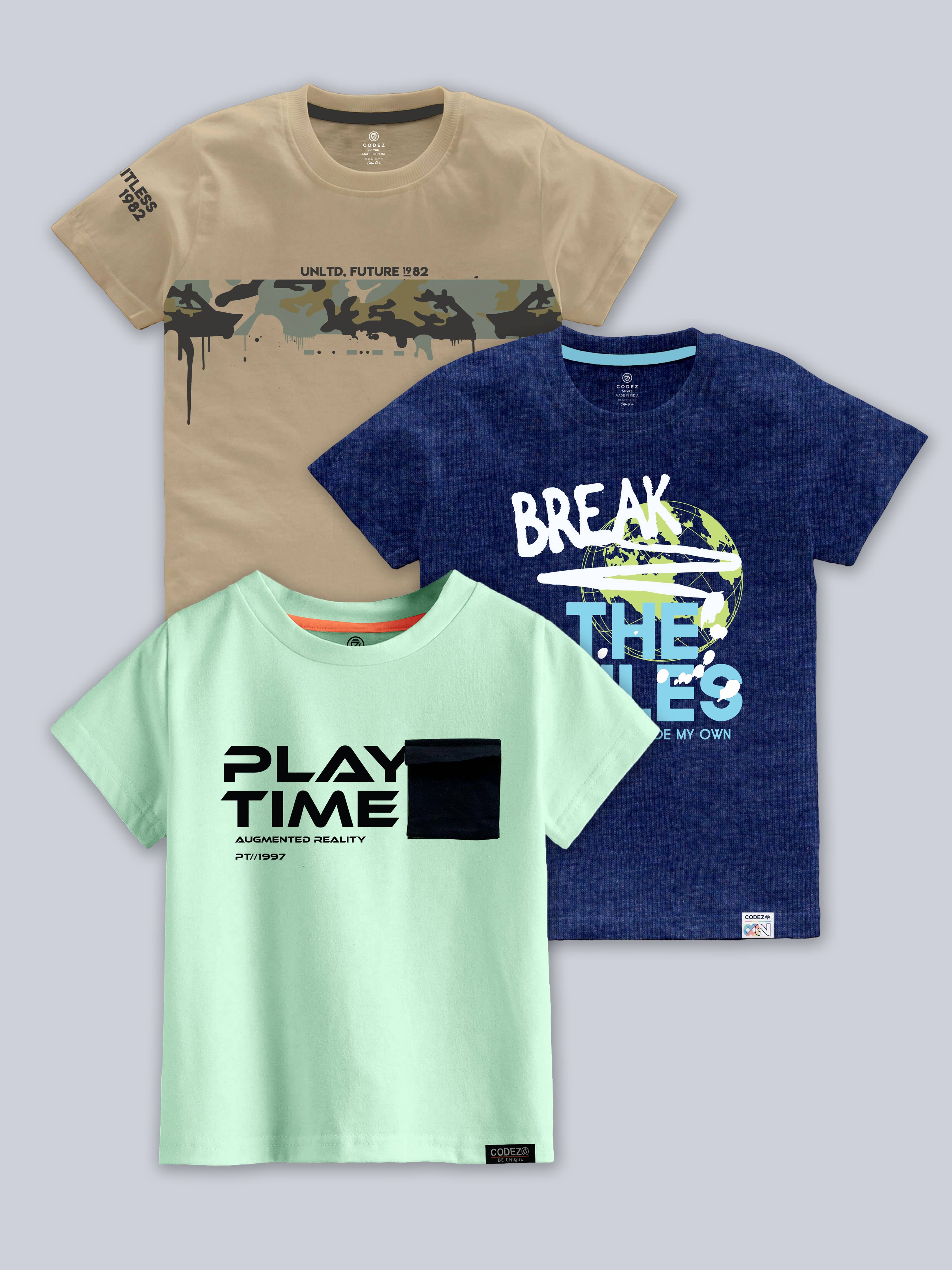 CODEZ Pack of 1 Boys Cotton Blend T-Shirt ( Multicolor )