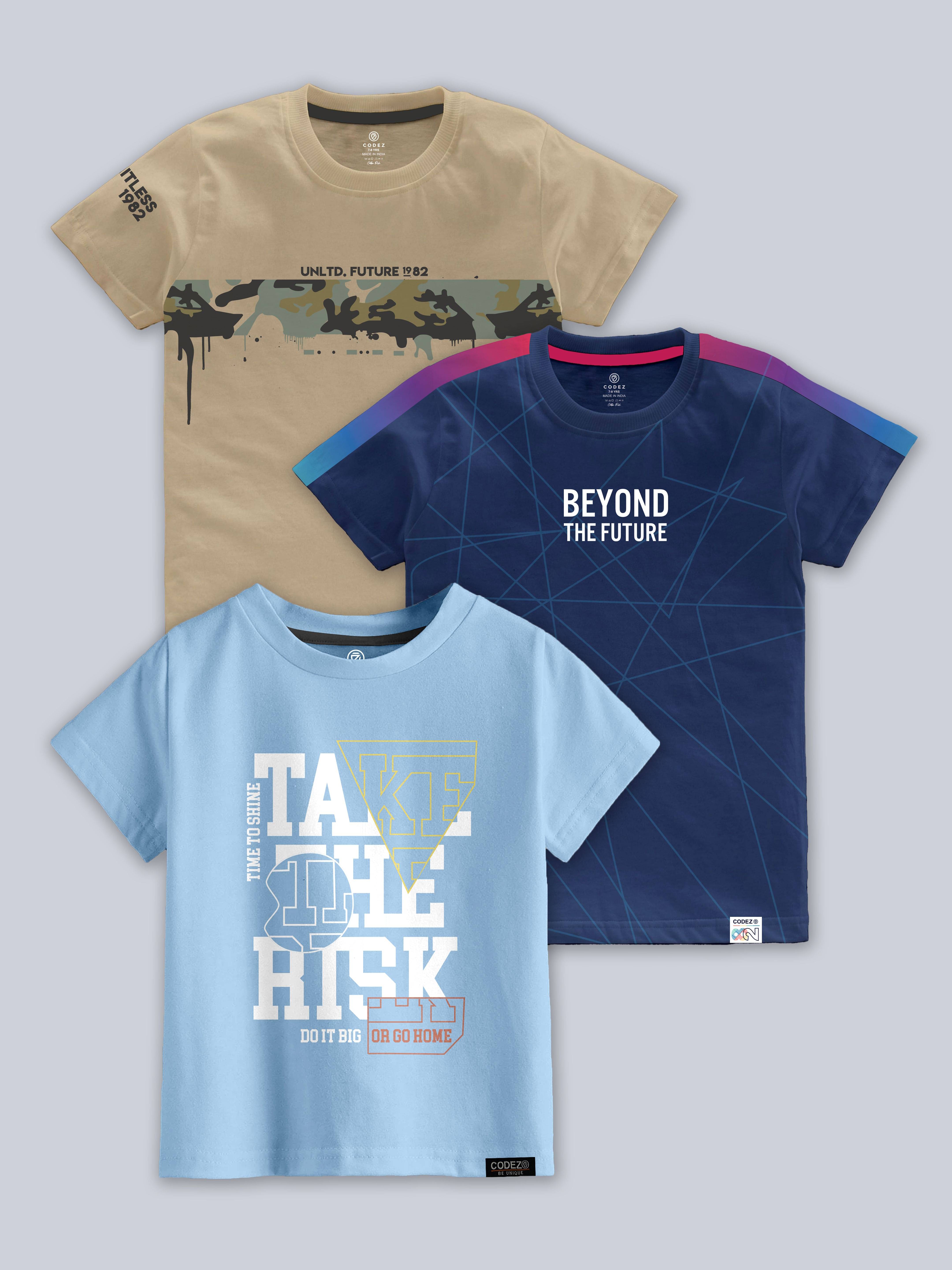     			CODEZ Pack of 3 Boys Cotton Blend T-Shirt ( Multicolor )