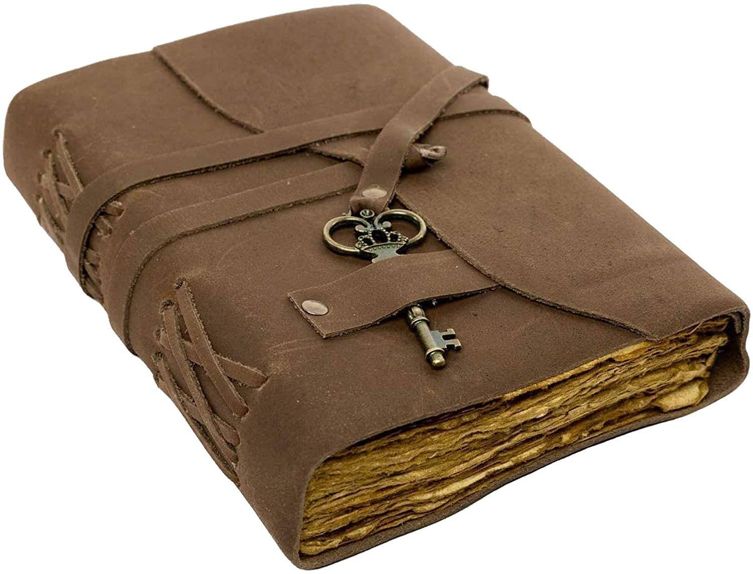     			CRAFT CLUB Premium Finished Leather Journal With Antique Paper and Key