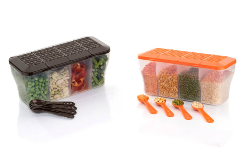     			FIT4CHEF Fridge Container Set PET Multicolor Multi-Purpose Container ( Set of 2 )