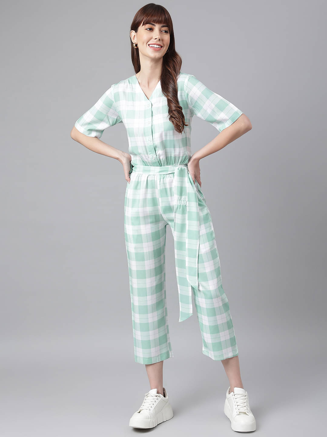     			Flamboyant Mint Green Rayon Regular Fit Women's Jumpsuit ( Pack of 1 )
