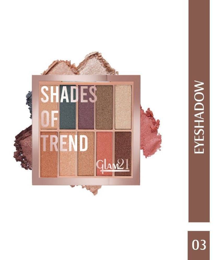 Glam21 Shades of Trend Eyeshadow Palette 10 Highly Pigmented Shades Shimmery Finish 4gm Shade-03 Glam21 Shades of Trend Eyeshadow Palette 10 Highly Pigmented Shades Shimmery Finish 4gm Shade-03