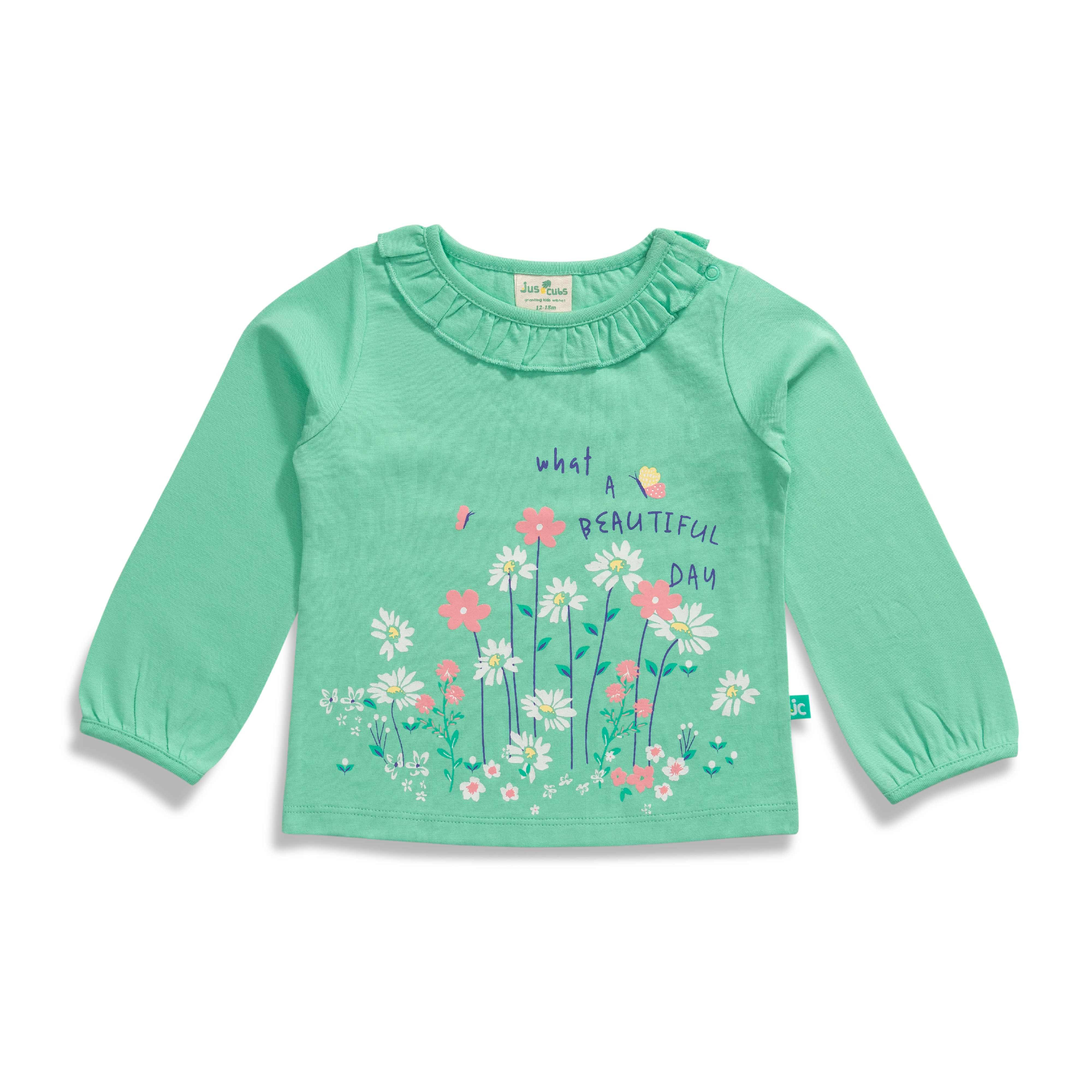     			Juscubs Pack of 1 Girls Cotton Top ( Green )