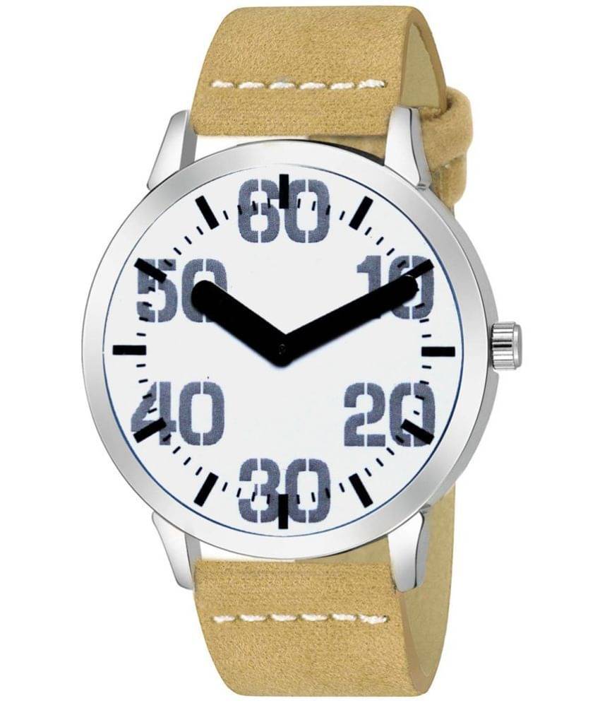     			Lorem Beige Leather Analog Men's Watch