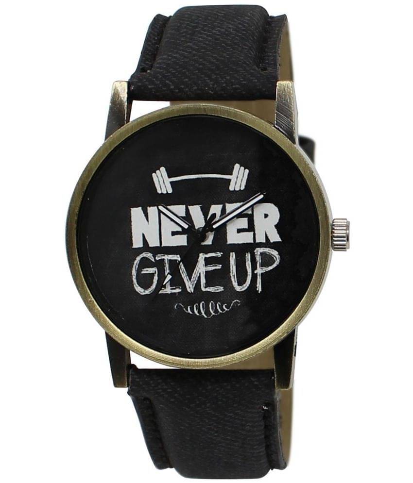     			Lorem Black Leather Analog Men's Watch