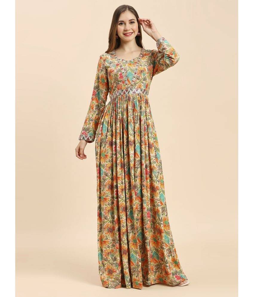 Madhuram Textiles Rayon Printed Full Length Women's Gown - Multi Color ( Pack of 1 ) Madhuram Textiles Rayon Printed Full Length Women's Gown - Multi Color ( Pack of 1 )