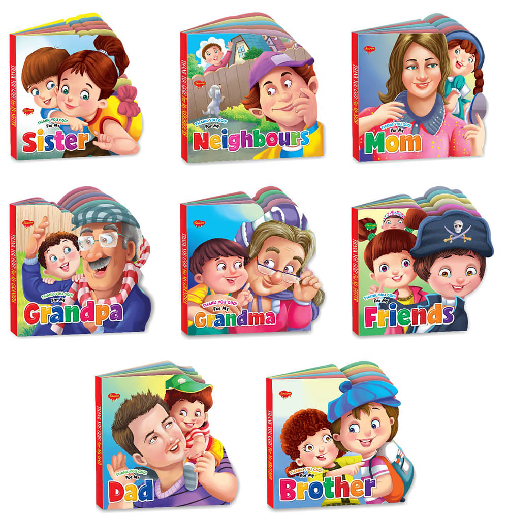     			Sawan Present Set of 8 Thank You God Story Books Of My Sister, My Neighbours,My Mom,My Grandpa,My Grandma,My Friends,My Dad and My Brother | Board Book