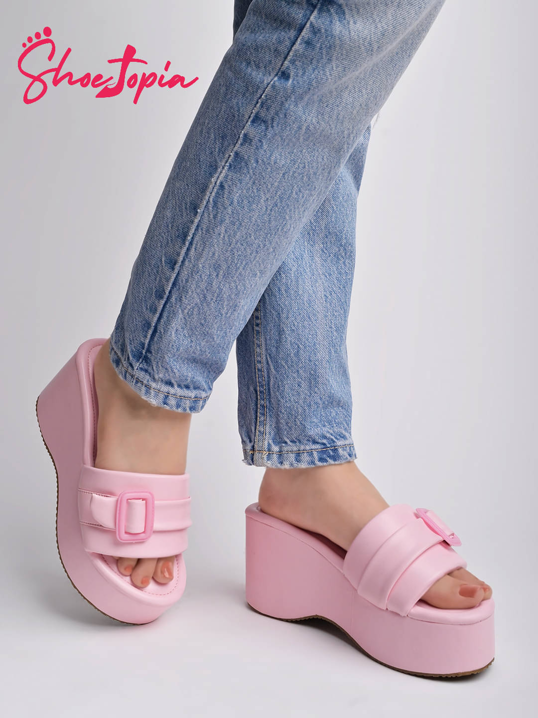     			Shoetopia Pink Women's Slip On Heels