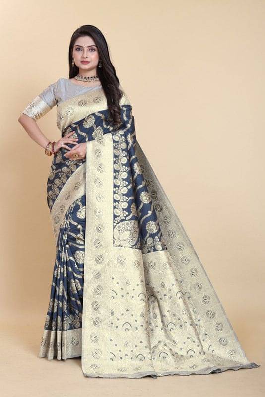 Sitanjali Silk Embellished Saree With Unstitched Blouse Piece ( Grey ) Sitanjali Silk Embellished Saree With Unstitched Blouse Piece ( Grey )