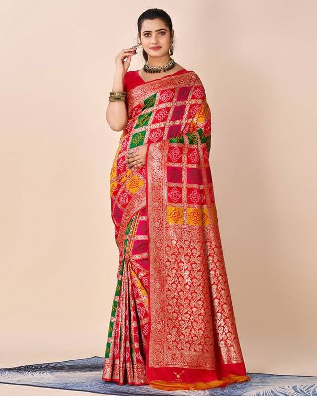     			Sitanjali Silk Printed Saree With Unstitched Blouse Piece ( Multicolor2 )