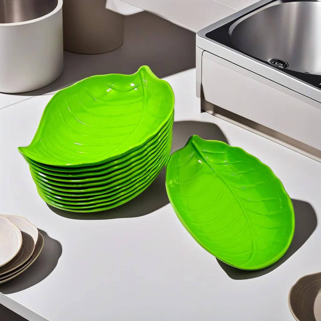     			kitchrox 12 Pcs Melamine Light Green Platter