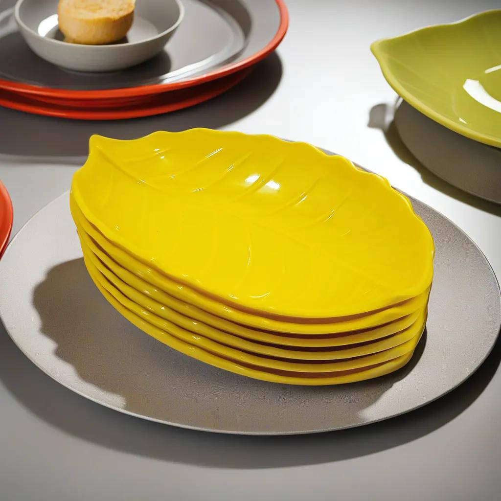     			kitchrox 6 Pcs Melamine Yellow Platter