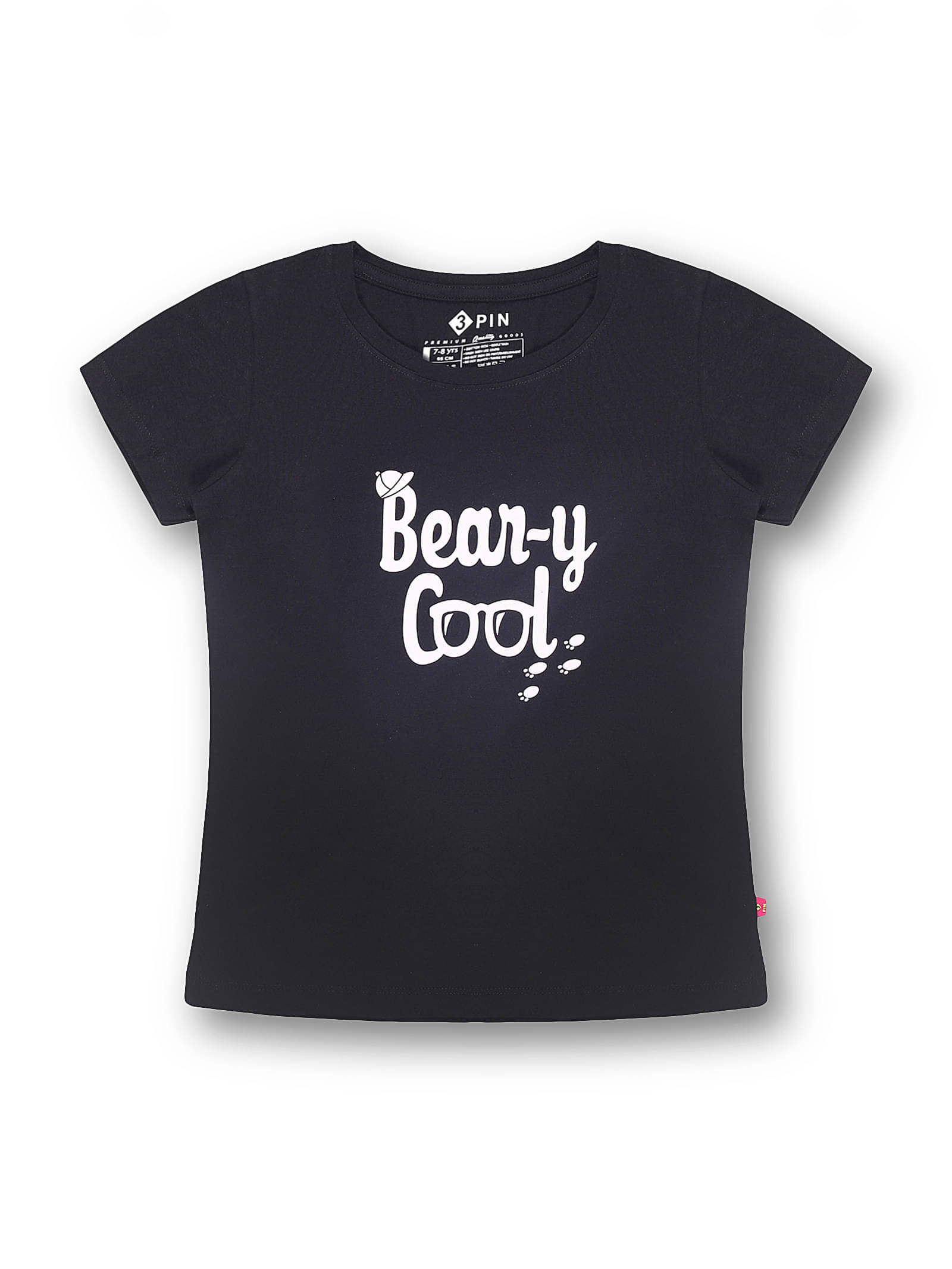     			3PIN Pack of 1 Girls 100% Cotton T-Shirt ( Black )
