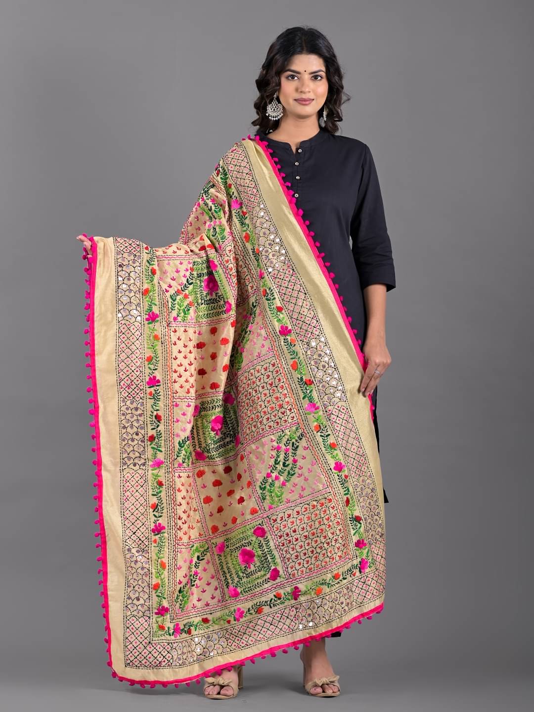 Apratim Beige Chanderi Women's Dupatta - ( Pack of 1 ) Apratim Beige Chanderi Women's Dupatta - ( Pack of 1 )