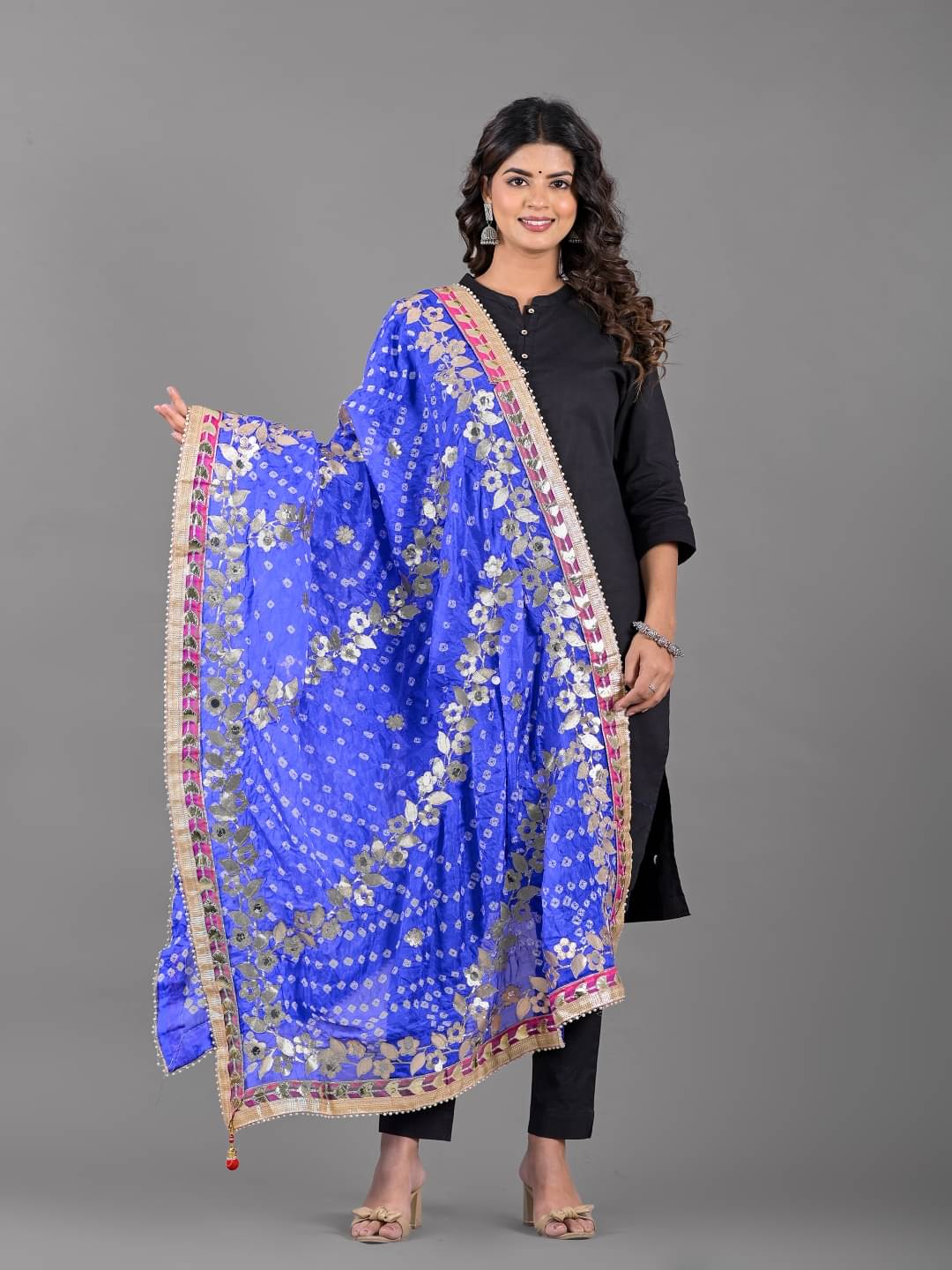     			Apratim Blue Silk Women's Dupatta - ( Pack of 1 )