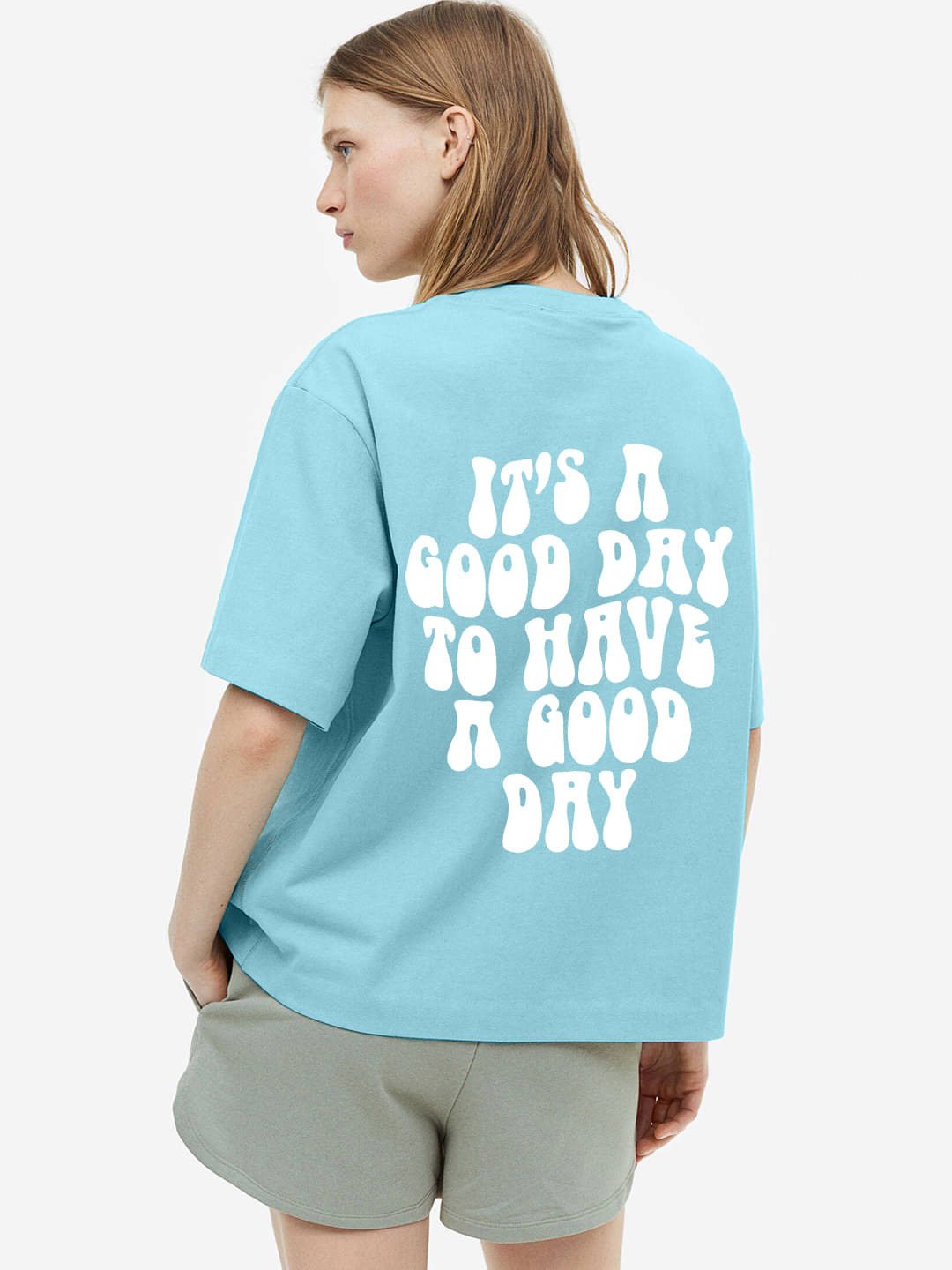 Faltu.co Women Cotton Printed Oversized Fit Round Neck T-Shirt ( Light Blue ) Faltu.co Women Cotton Printed Oversized Fit Round Neck T-Shirt ( Light Blue )