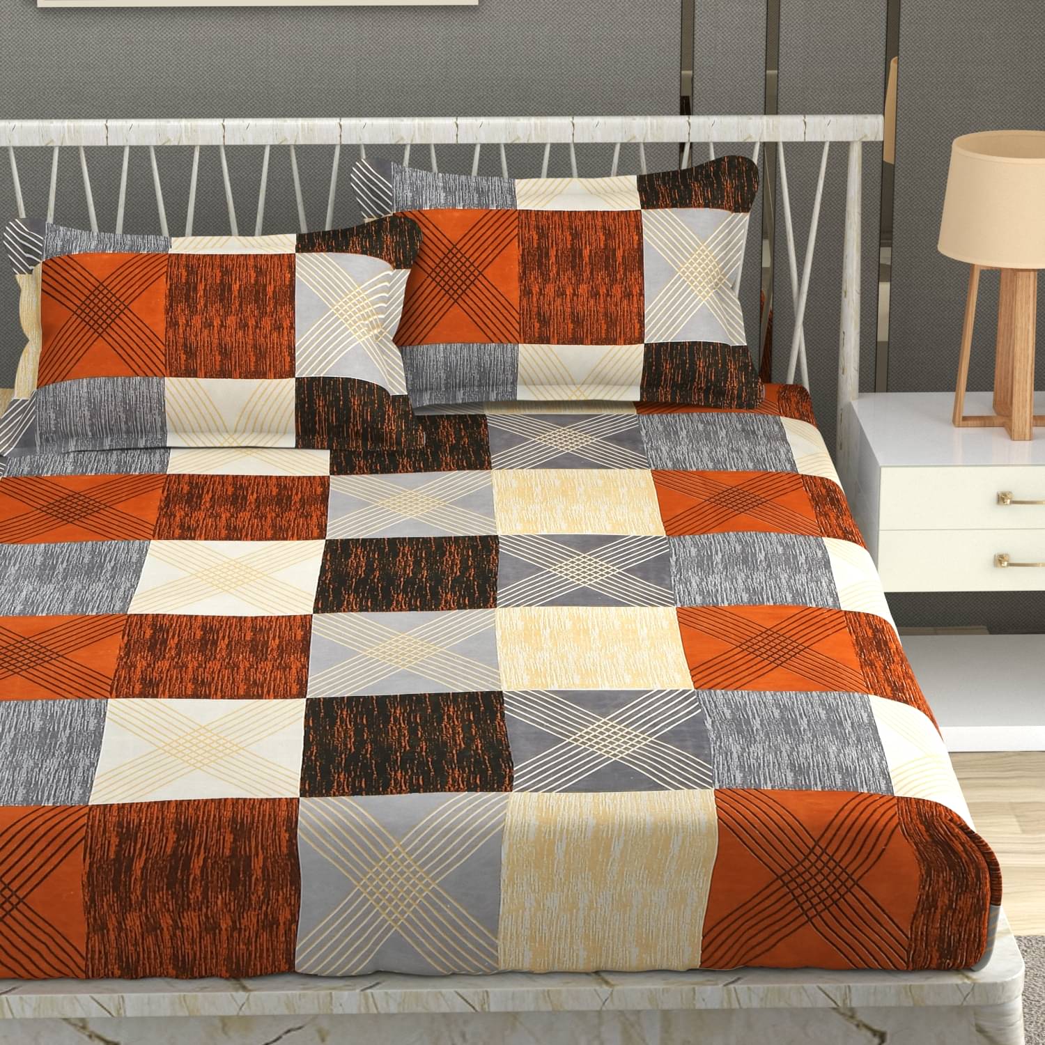     			Homefab India Microfiber 1 Double Bedsheet with 2 Pillow Covers ( Brown )