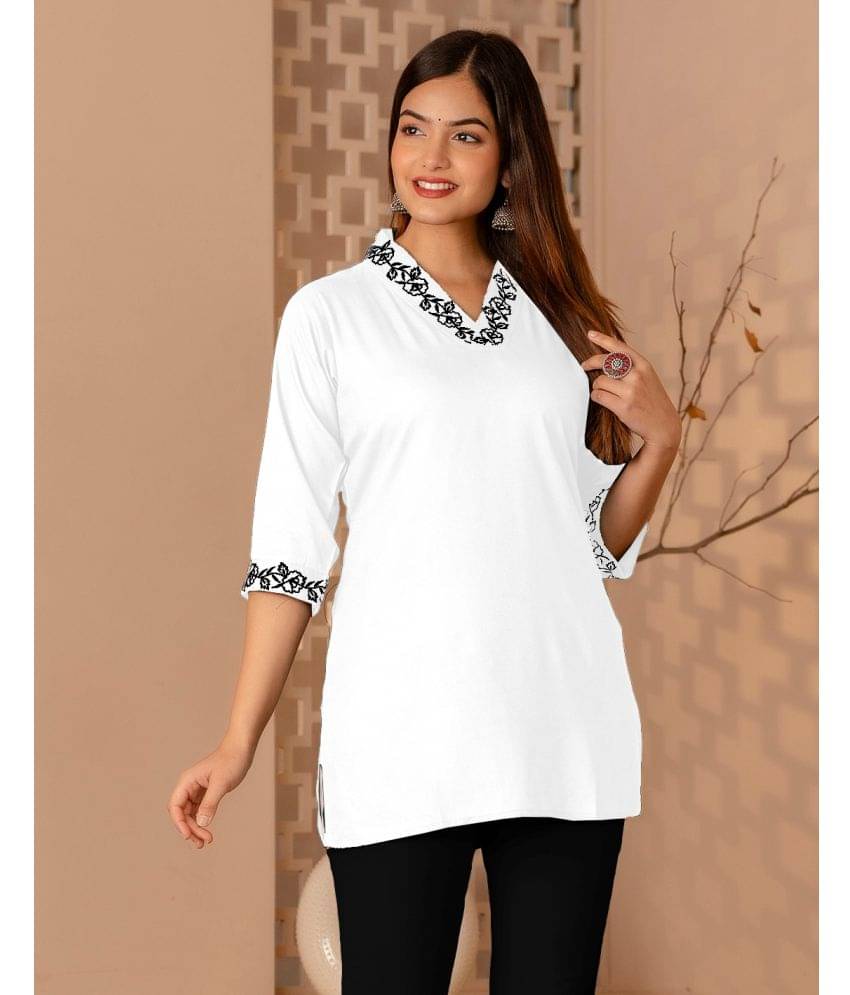 Kapadia Women's Rayon Tunic ( White ) Kapadia Women's Rayon Tunic ( White )