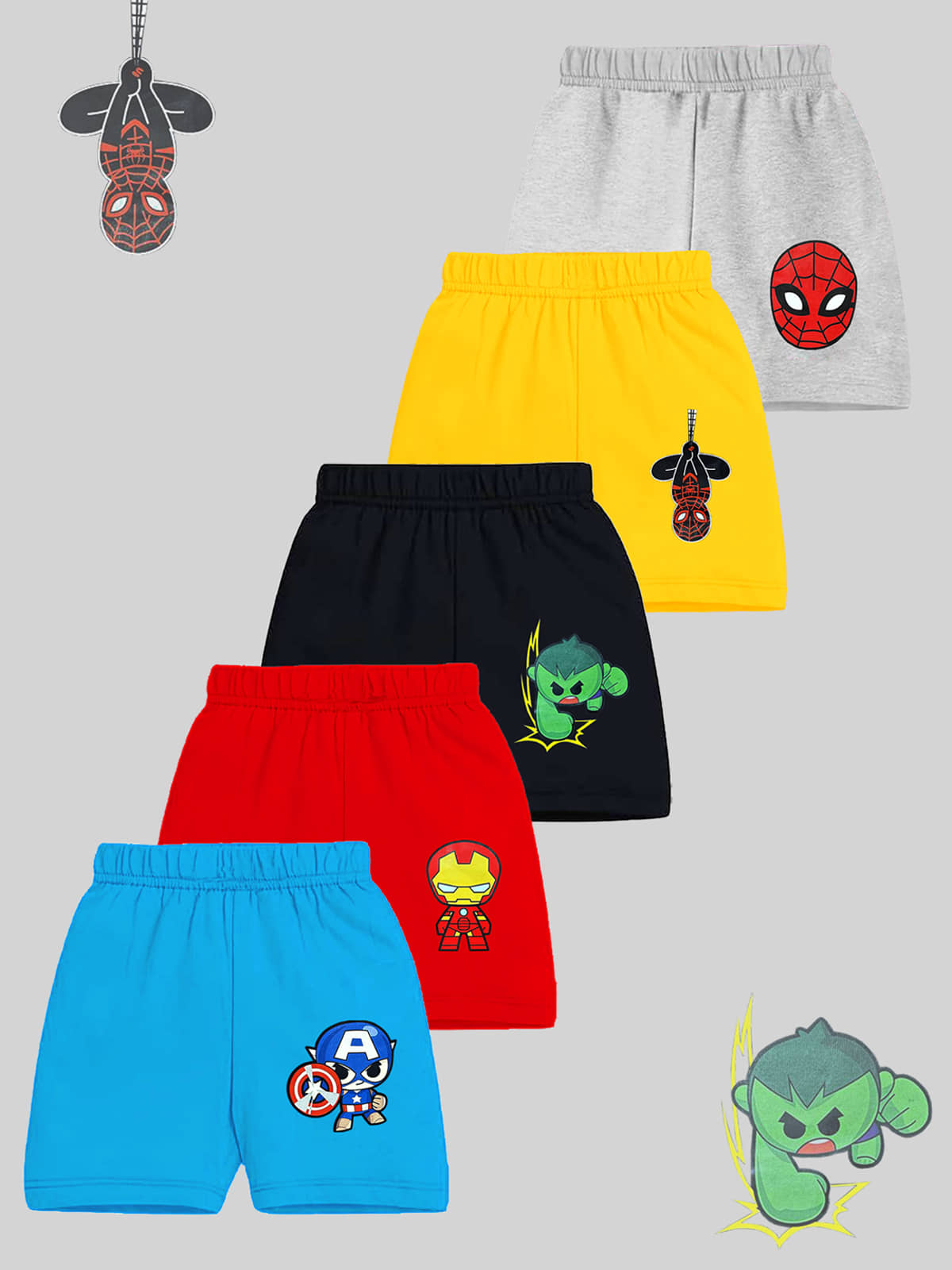 Kuchipoo Pack of 5 Cotton Blend Shorts For Boys ( Multi Color ) - Shorts | Buy online on ZillyBuy