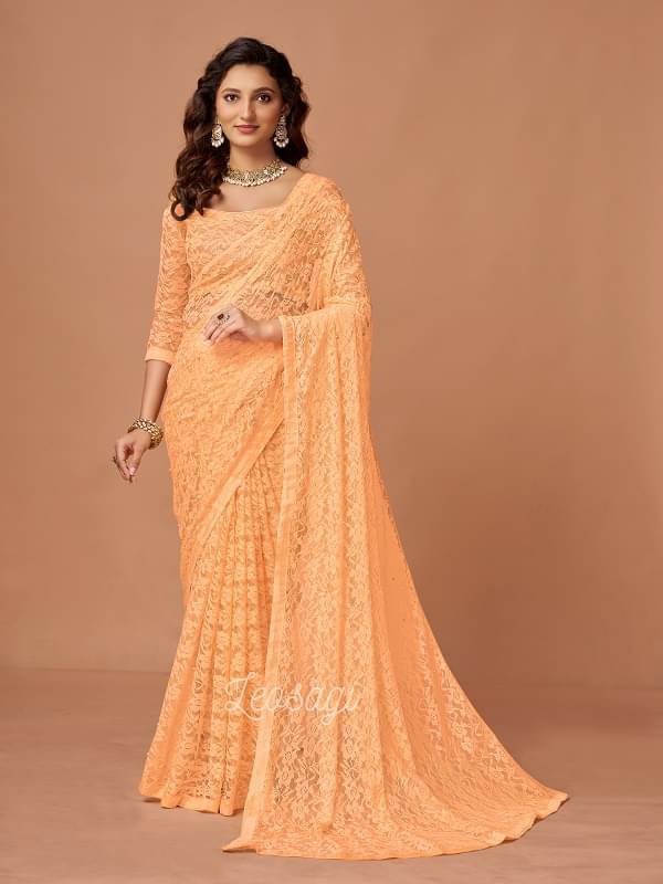     			LEOSAGI Brasso Self Design Saree With Unstitched Blouse Piece ( Beige )