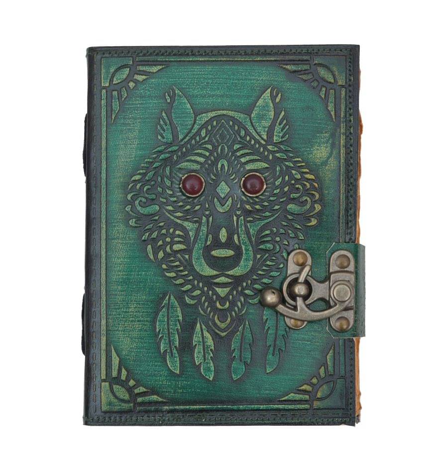     			Leather Wolf Diary / notebook A5 Diary