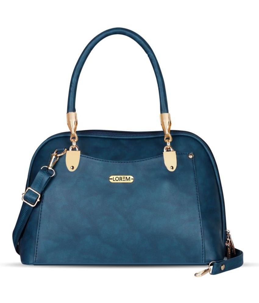     			Lorem Blue Faux Leather Shoulder Bag
