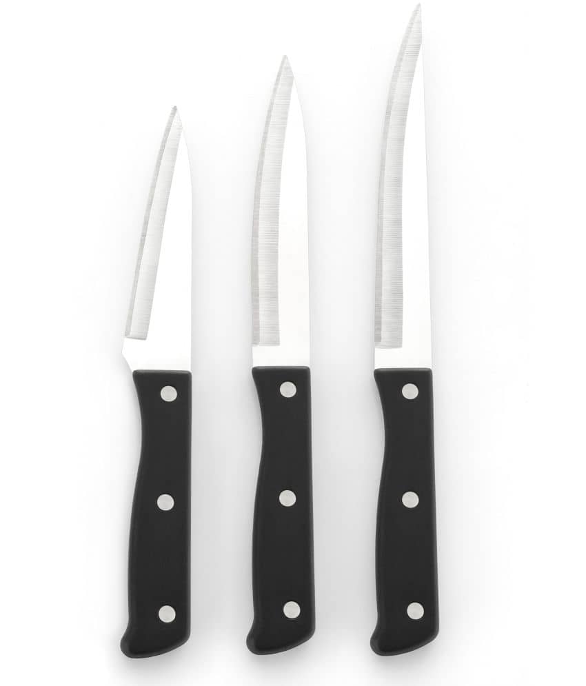 MAGICSPOON Black Stainless Steel Chef Knife Blade Length 15 cm ( Pack of 3 )