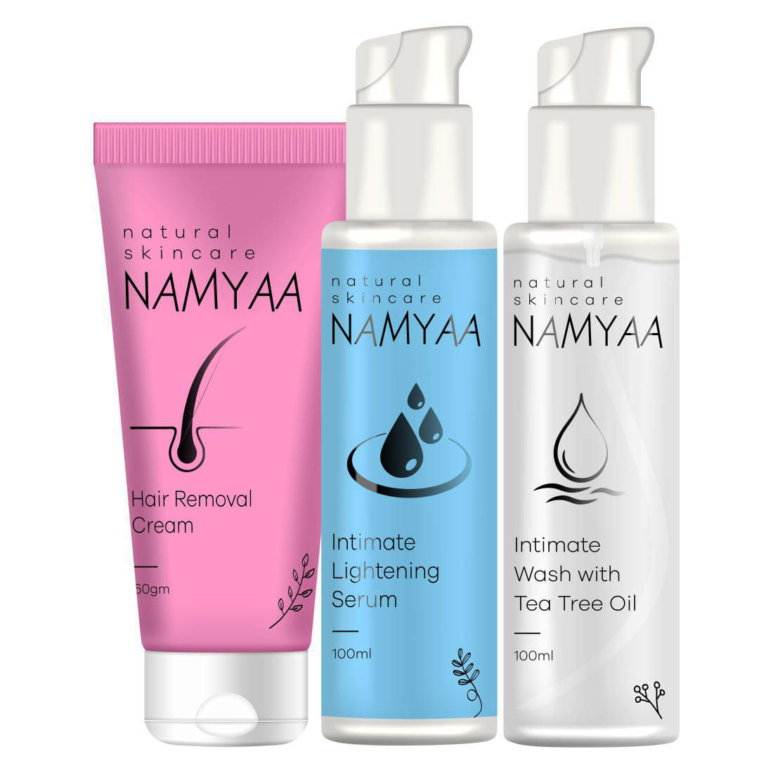     			Namyaa Intimate Care Kit- Intimate Lightening Serum, Intimate Wash, Bikini Line Hair Removal Cream | Set of 3