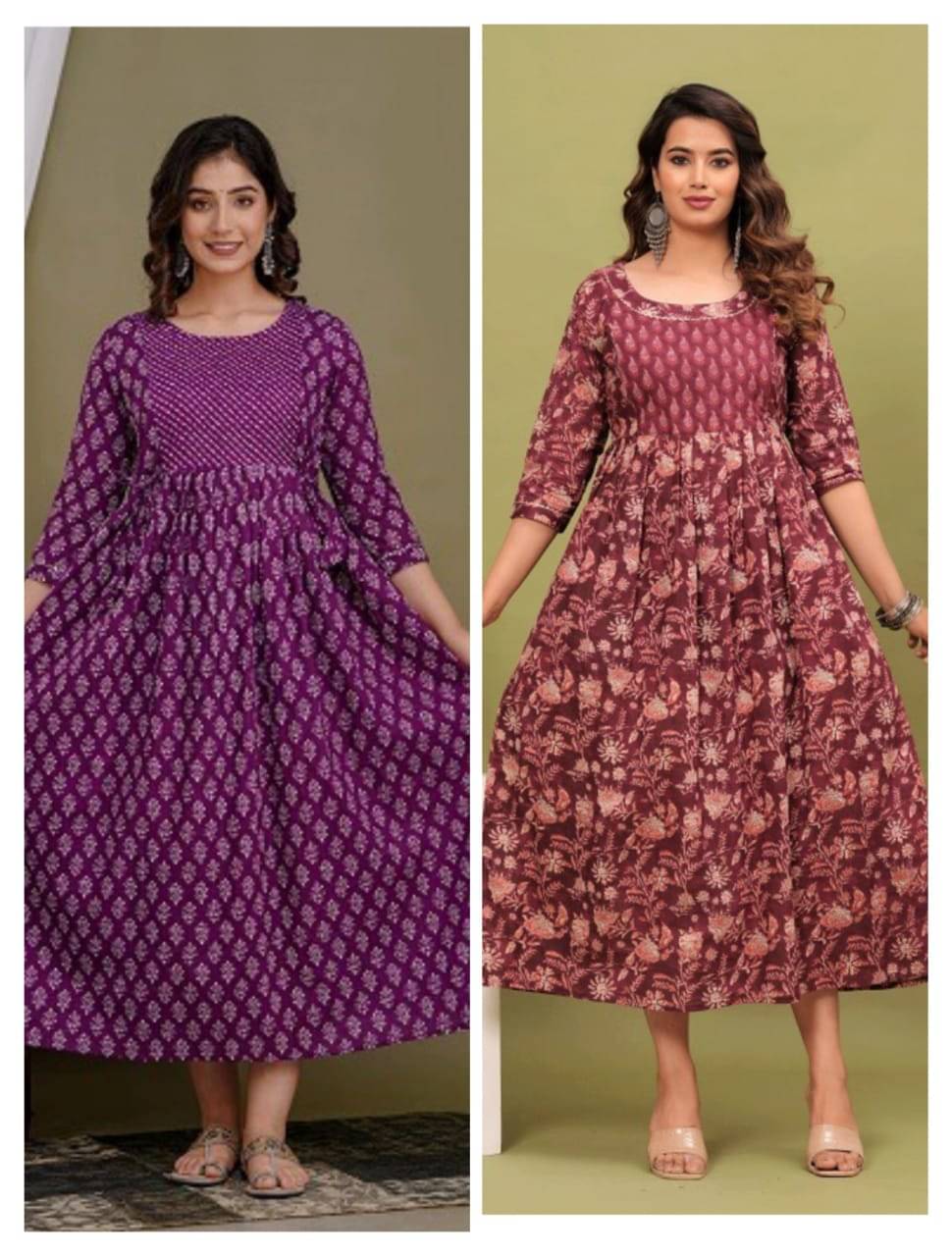 Nevisha Style Multi Color Cotton Maternity Kurta Pack of 2 Nevisha Style Multi Color Cotton Maternity Kurta Pack of 2