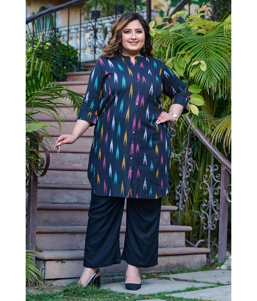 PrettyPlus by Desinoor.com Cotton Printed Front Slit Women's Kurti - Blue ( Pack of 1 ) - Kurtis, Tunics | Buy online on ZillyBuy