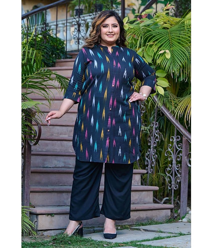 PrettyPlus by Desinoor.com Cotton Printed Front Slit Women's Kurti - Blue ( Pack of 1 ) - Kurtis, Tunics | Buy online on ZillyBuy