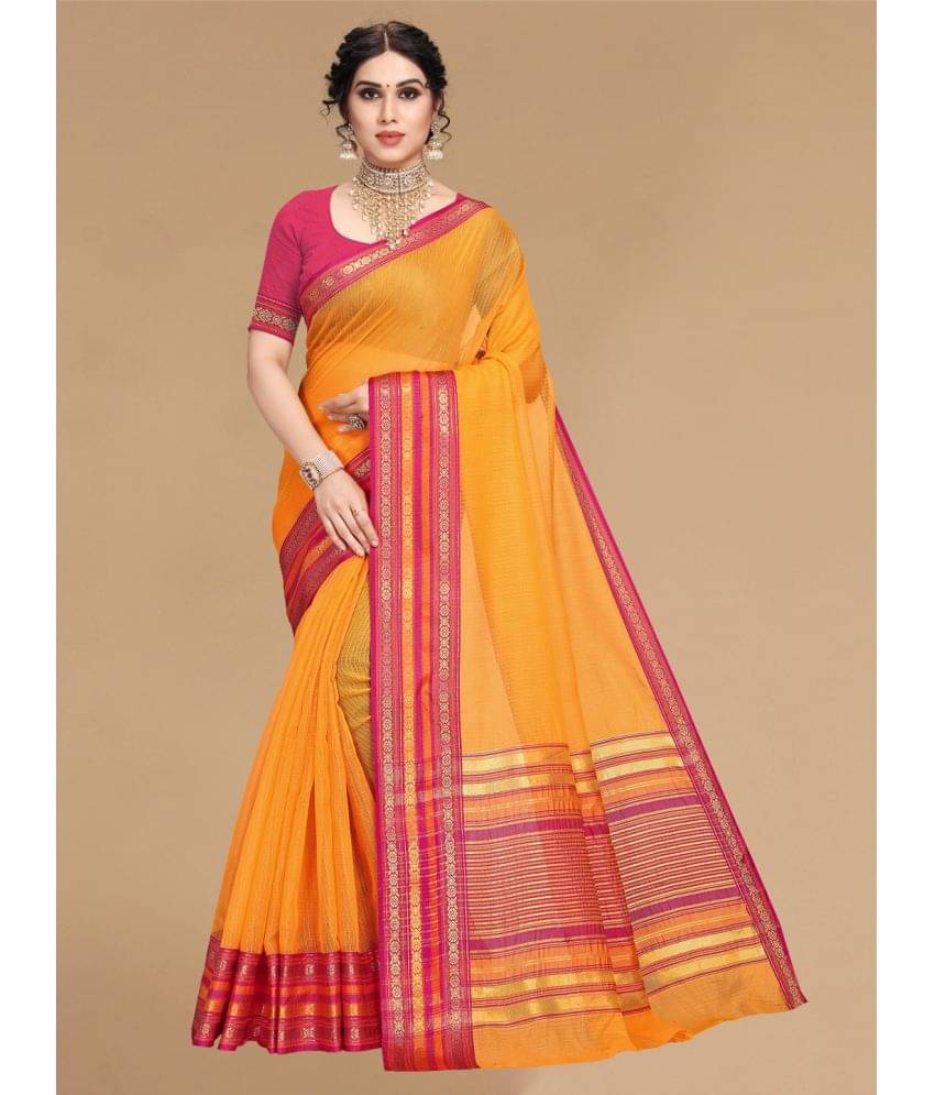 Sidhidata Cotton Woven Saree With Unstitched Blouse Piece ( Gold )     			Sidhidata Cotton Woven Saree With Unstitched Blouse Piece ( Gold )