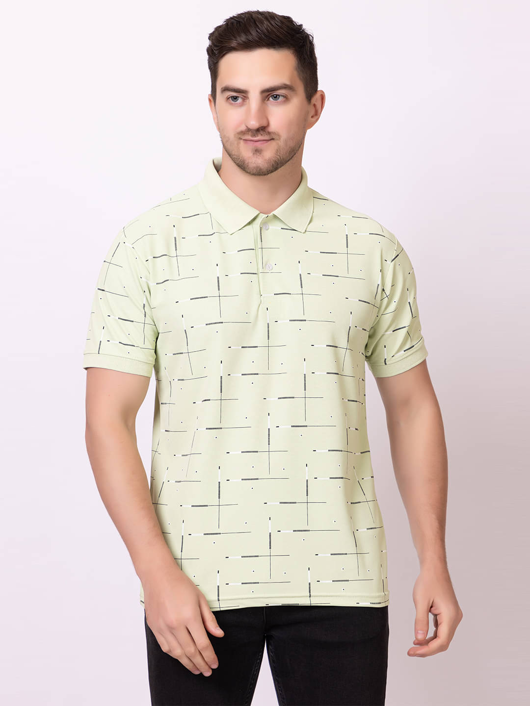 TRULY FAST Pack of 1 Cotton Blend Regular Fit Printed Half Sleeves Men's Polo T Shirt ( Turquoise ) TRULY FAST Pack of 1 Cotton Blend Regular Fit Printed Half Sleeves Men's Polo T Shirt ( Turquoise )